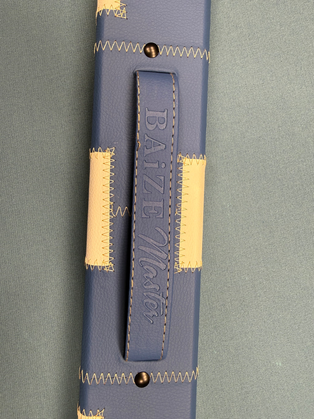 Baize Master 2 x 1 Piece 57'' Leather Patch Cue Case - Blue & White