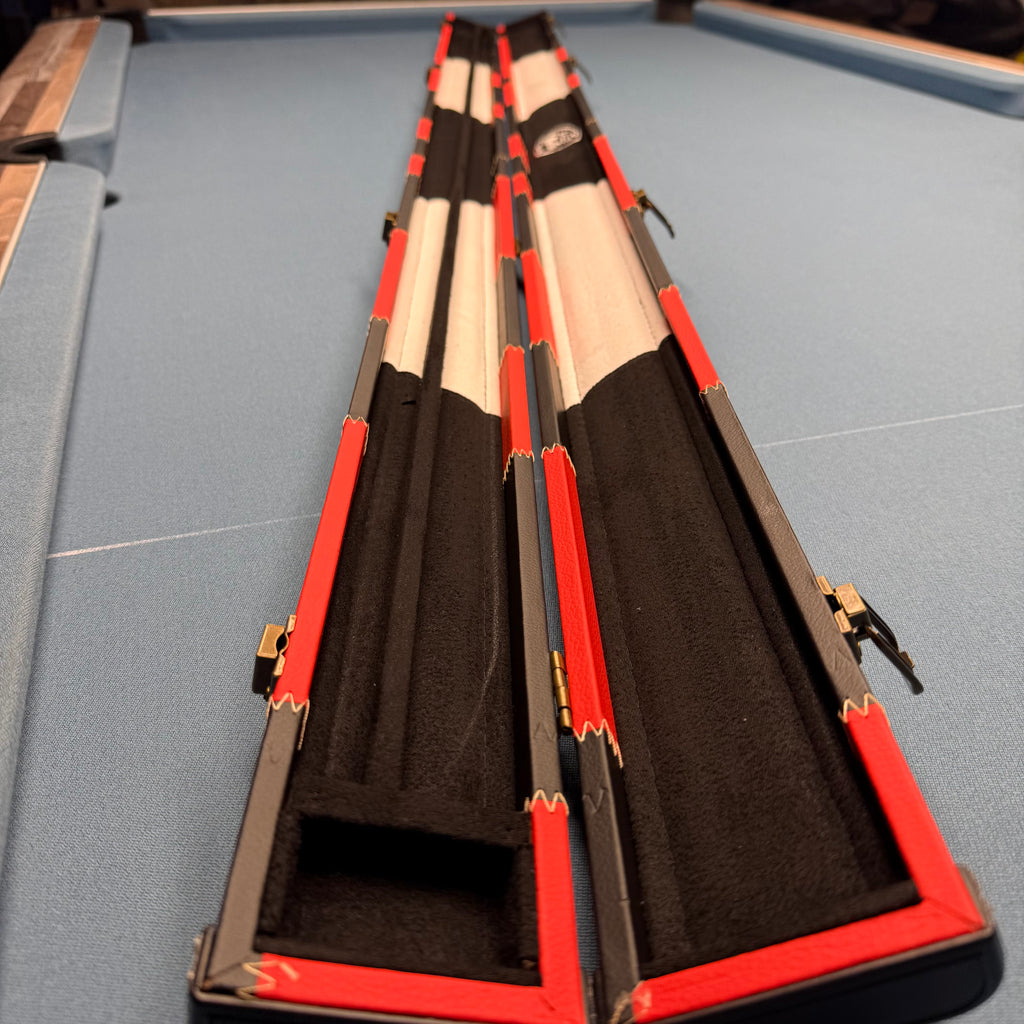 Baize Master 2 x 1 Piece 57'' Leather Patch Cue Case - Red & Black