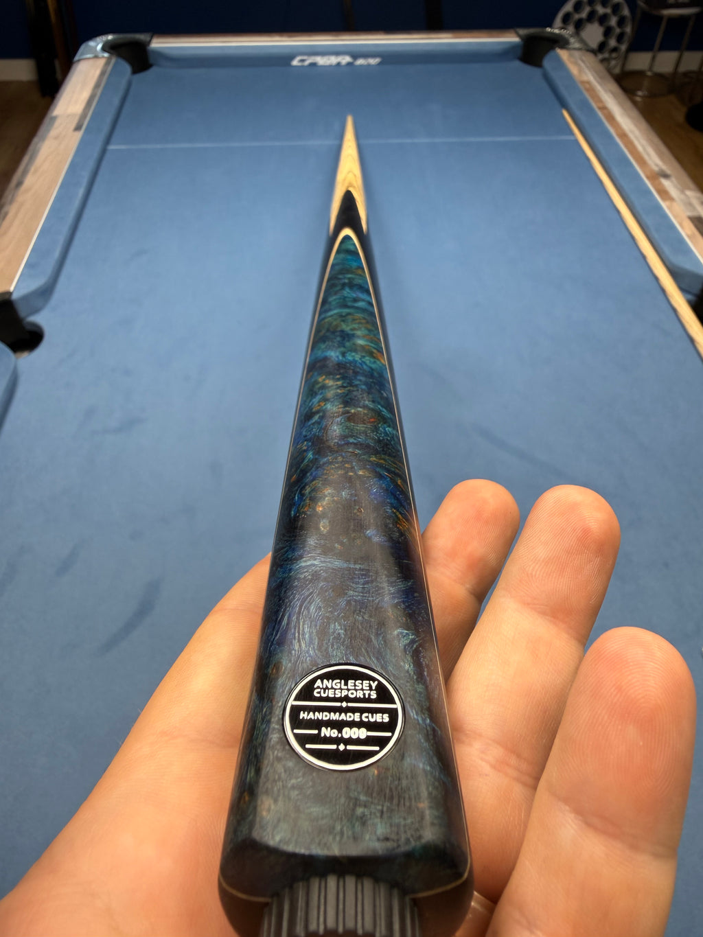 Anglesey Cuesports Blue Peacock Cue 009