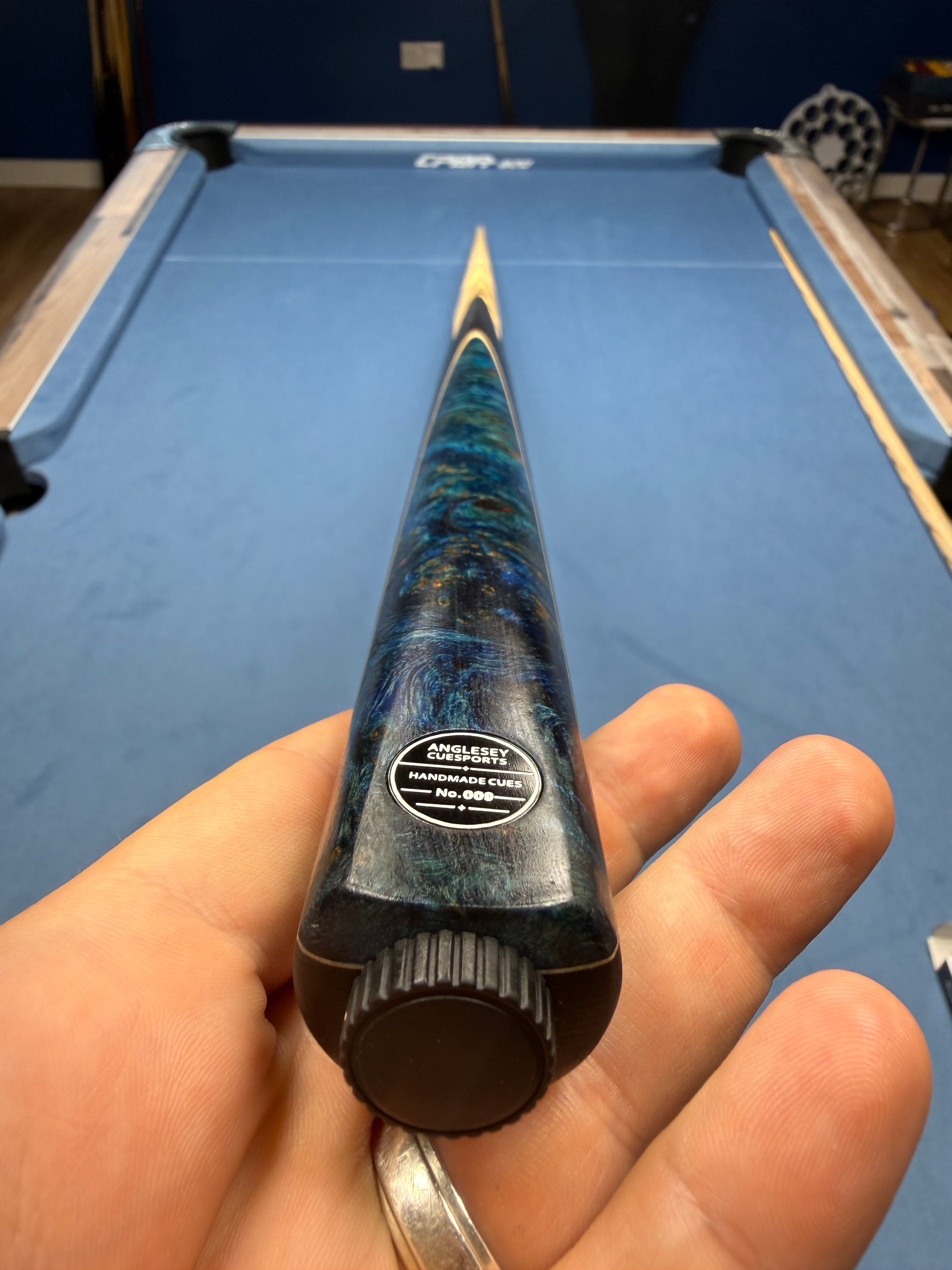 Anglesey Cuesports Blue Peacock Cue 009