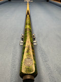 Anglesey Cuesports Green Peacock Cue No.028 - tip and titanium ferrule close-up