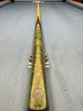 Anglesey Cuesports Green Peacock Cue No.022 - full length butt end view on table