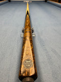 Anglesey Cuesports Dark Tiger Cue No.029 - full length butt end view showing dark tiger burr wood
