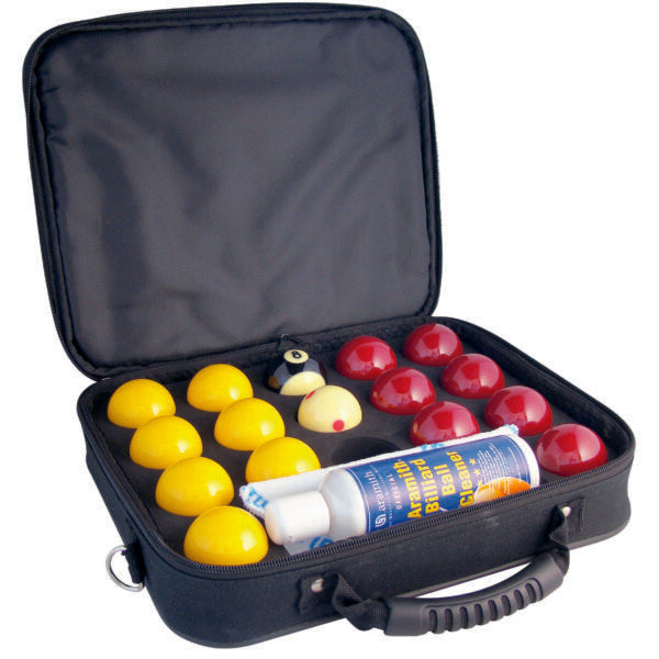 Super Aramith Pro Cup 2" Pool Ball Set with Carry Case & Ball Cleaner