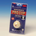 Aramith Pro Cup cue ball in packaging on a gradient blue and white background